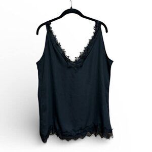 Black Lace Trim Tank Extra Thin Material Sz XL